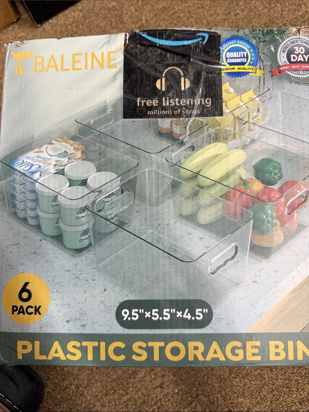 Clear Plastic Storage Bins - 6 Pack, Clear
